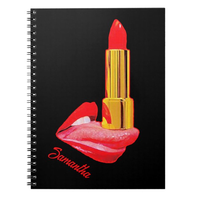 Red Lipstick on The Tongue with Personalisation Notebook (Front)