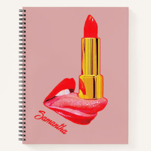 Red Lipstick on The Tongue with Personalisation Notebook