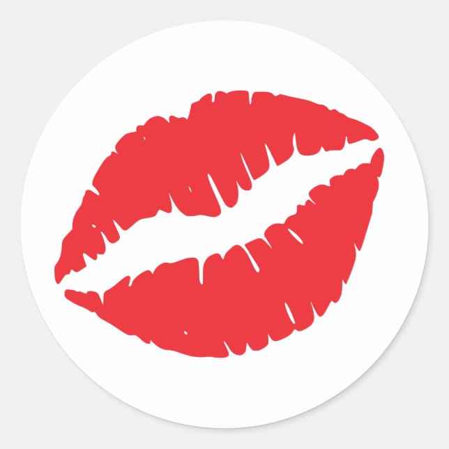 Red Lipstick Print Classic Round Sticker (Front)