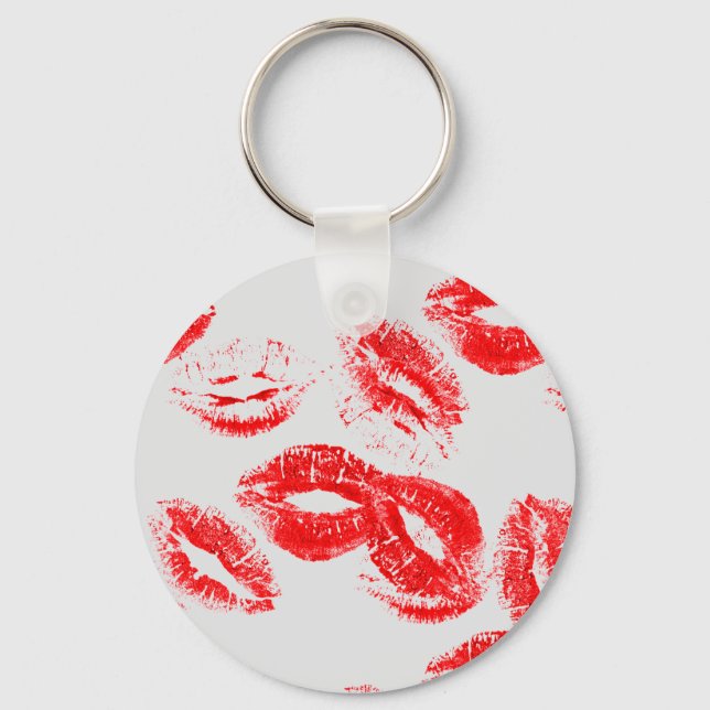Red Lipstick Prints Key Ring (Front)