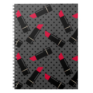 Red lipstick , retro notebook
