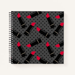 Red lipstick , retro notebook