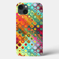 Red Liquid Rainbow Dots Abstract Pattern