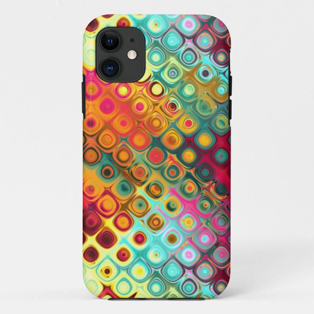Red Liquid Rainbow Dots Abstract Pattern Case-Mate iPhone Case (Back)