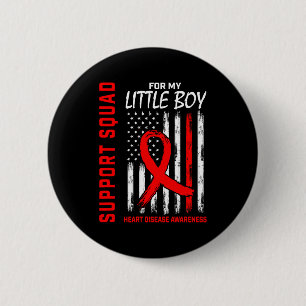 Red Little Boy Son Heart Disease Awareness Flag Ba 6 Cm Round Badge
