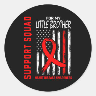 Red Little Brother Heart Disease Awareness Flag Ba Classic Round Sticker