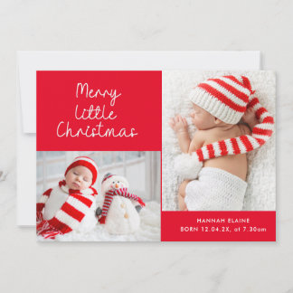 Red little christmas holiday birth announcement