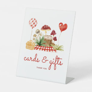 Red Little Mushroom Baby Shower Gifts and Cards Pedestal Sign