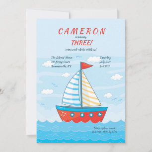 Red Little Sailboat Invitation