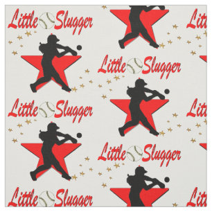 RED LITTLE SLUGGER SOFTBALL GIRL DESIGN FABRIC