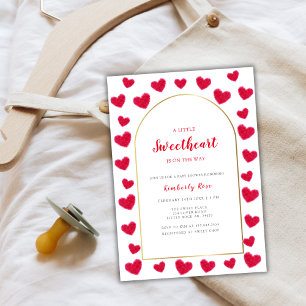 Red Little Sweetheart Arch Valentines Baby Shower Invitation