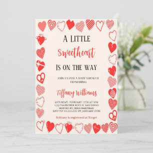  red little sweetheart valentine invitation