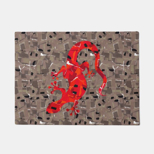 Red Lizard Collage Doormat (Front)