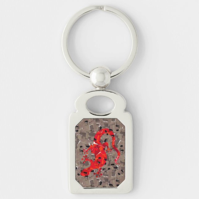 Red Lizard Collage Key Ring (Front)