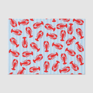 Red Lobster Animal Pattern on Blue Stripes Tissue Paper
