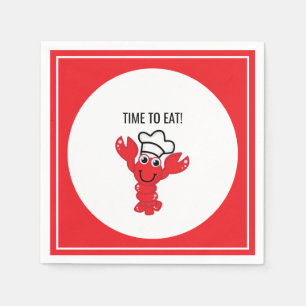 Red Lobster Bake Chef Hat Stripe Napkin