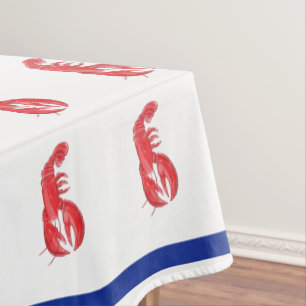 Red Lobster Blue Border / Coastal Nautical Party Tablecloth