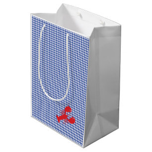 Red Lobster Blue White Gingham Designer Maine Medium Gift Bag