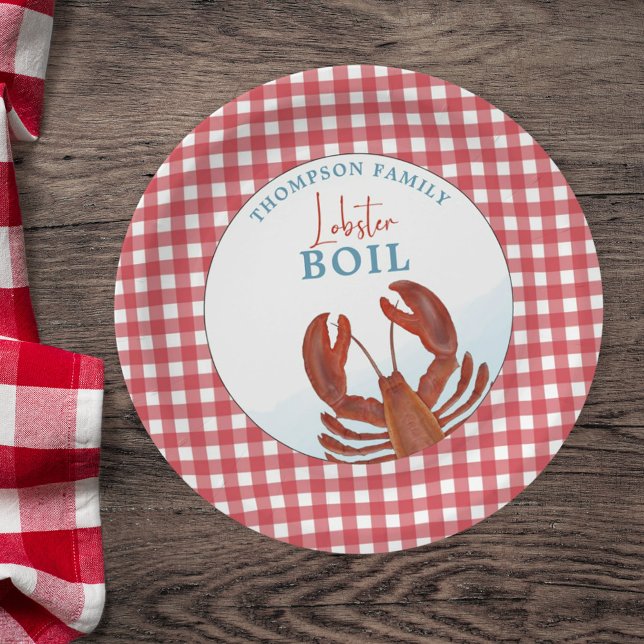 Red Lobster Boil Gingham Personalized  Paper Plate (Creator Uploaded)