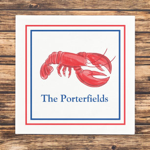 Red Lobster Border Personalised Party Napkin