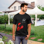 Red lobster chef name T-Shirt<br><div class="desc">Nautical,  summer and sea food theme.  A red lobster and the text: Chef with a modern red hand lettered style script. Template for your name.</div>