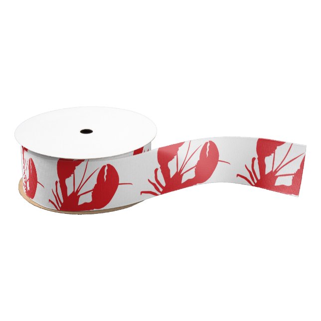 Red Lobster Modern Coastal Travel Fun Grosgrain Ribbon (Spool)