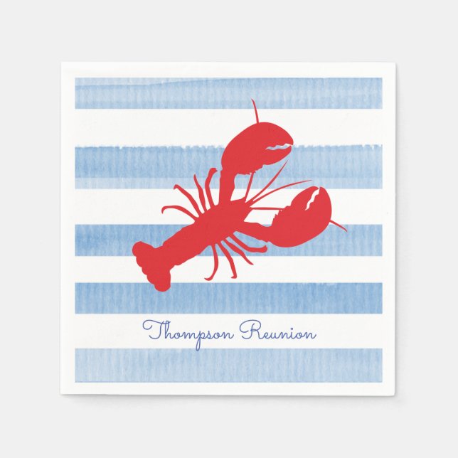 Red Lobster NAME Reunion Stripes Blue White Preppy Napkin (Front)