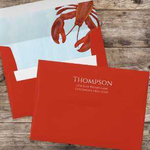 Red Lobster Ocean Return Address Custom Envelope