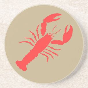 red lobster  on khaki   coaster