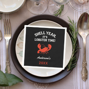 Red lobster party quote name retro black napkin