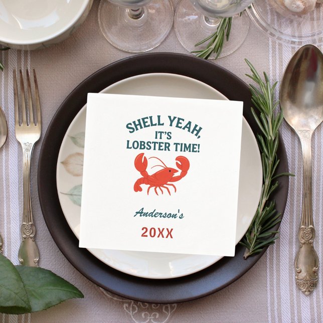 Red lobster party quote name retro napkin (Creator Uploaded)
