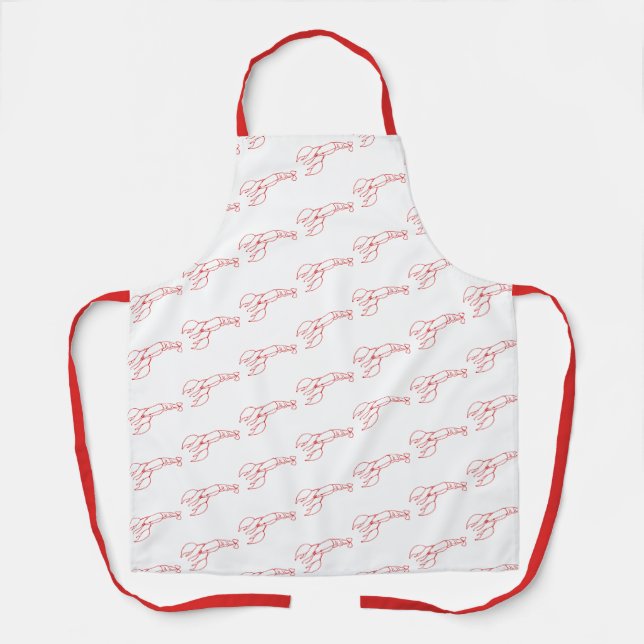 Red Lobster Pattern -  Beach House Apron (Front)