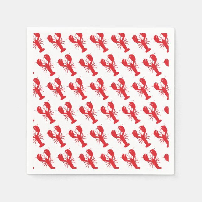 Red Lobster Pattern Coastal Beach Ocean Fun Napkin (Front)