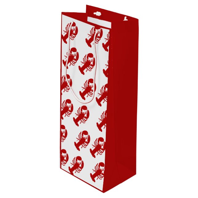 Red Lobster Pattern Wine Gift Bag (Front Angled)