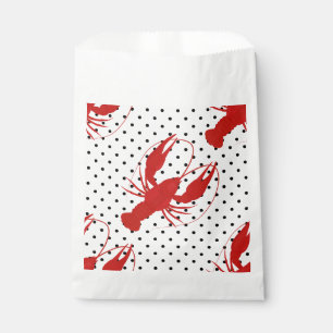 red lobster polka dots white favour bags