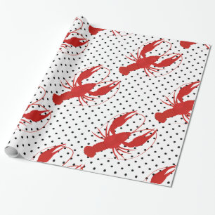 red lobster polka dots white wrapping paper