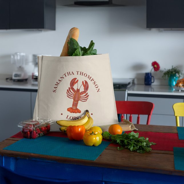 Red Lobster Seafood Grocery Personalised Large Tote Bag (Red Lobster custom Jumbo Tote)