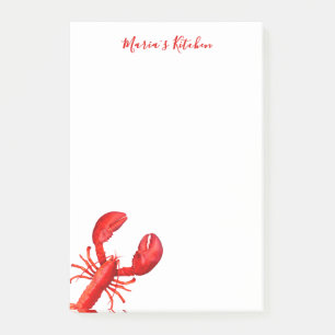 Red lobster shellfish white name post-it notes