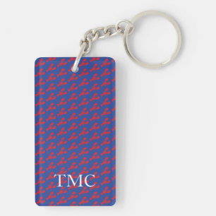 Red Lobsters Blue Preppy Monogram Initials Key Ring