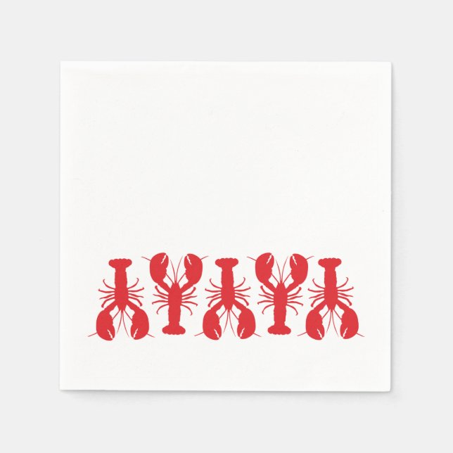 Red Lobsters Coastal Beach Ocean Fun Napkin (Front)