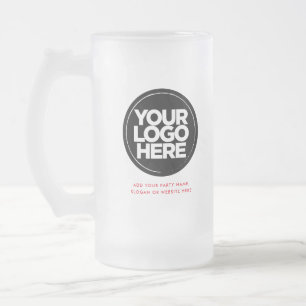 Red Logo and Text Frosted Glass Beer Mug