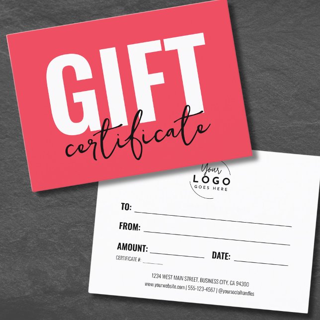 Red Logo Business Gift Certificate (Red Your Logo Business Gift Certificate)