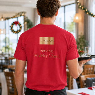 Red Logo Christmas Staff Serving Holiday Cheer T-Shirt