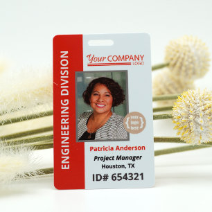 Red Logo Entry Employee Photo ID Badge