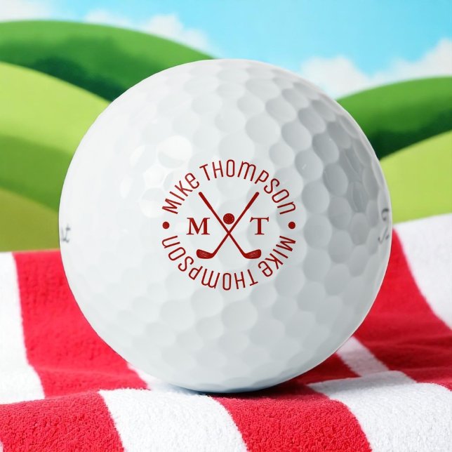 RED Logo Monogram for Golfers | Ball with his name (Creator Uploaded)