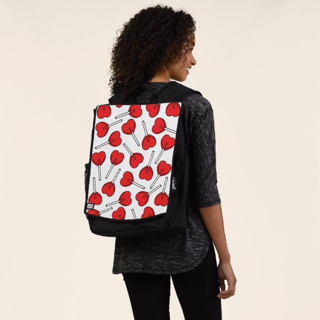 Red Lollipops, Heart Lollipops, Lollipop Pattern Backpack (Worn)