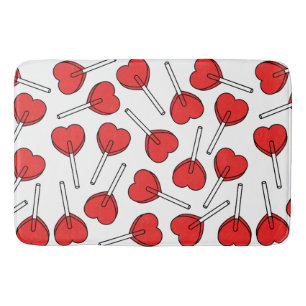 Red Lollipops, Heart Lollipops, Lollipop Pattern Bath Mat