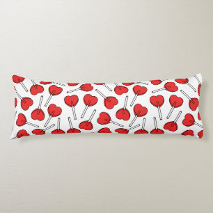 Red Lollipops, Heart Lollipops, Lollipop Pattern Body Cushion