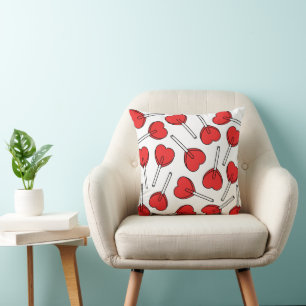Red Lollipops, Heart Lollipops, Lollipop Pattern Cushion