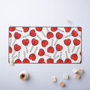 Red Lollipops, Heart Lollipops, Lollipop Pattern Desk Mat
